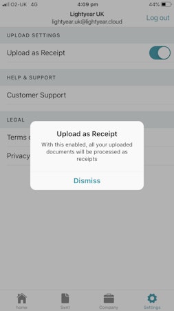 Lightyear receipt upload