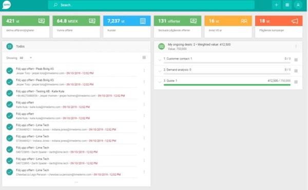 Lime CRM to-dos