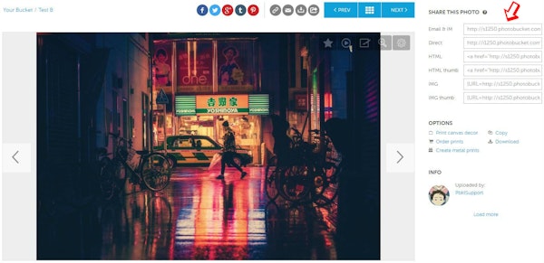 Photobucket image linking
