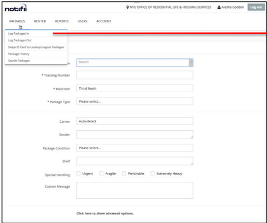 Logging packages in tab