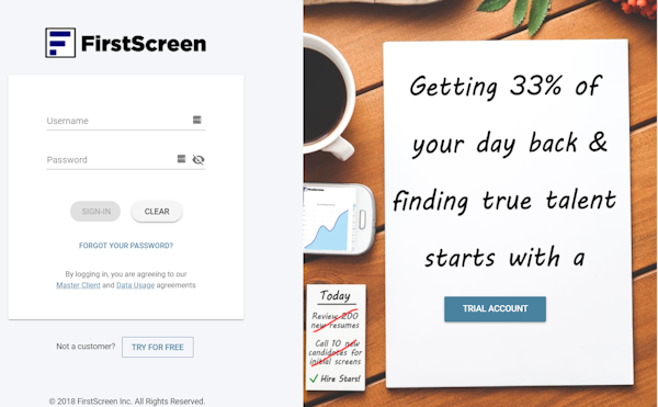 Login page