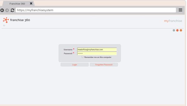 Franchise 360 login page