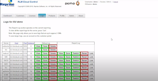Reprise License Manager logs