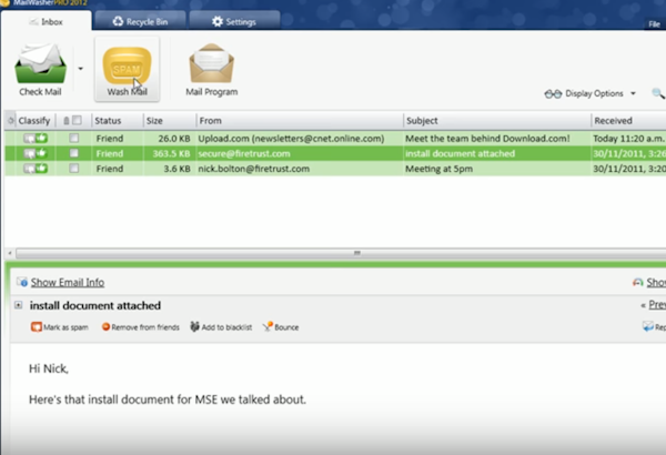 MailWasher spam blocker screenshot