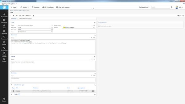 ConnectWise Manage creating a new ticket