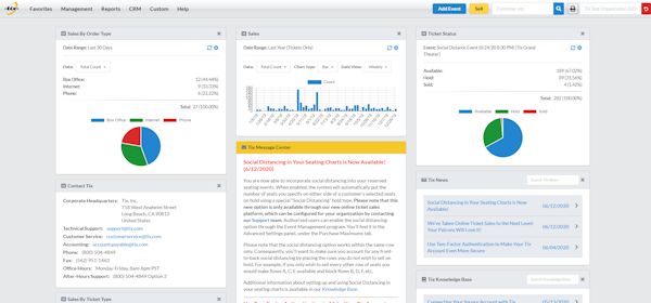 Tix management dashboard