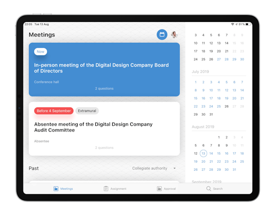 BMS Areopad Meetings with Calendar