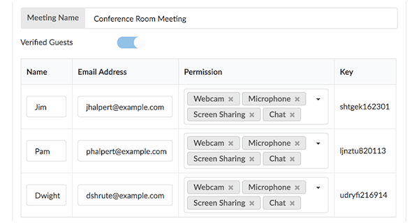 MegaMeeting guest permissions