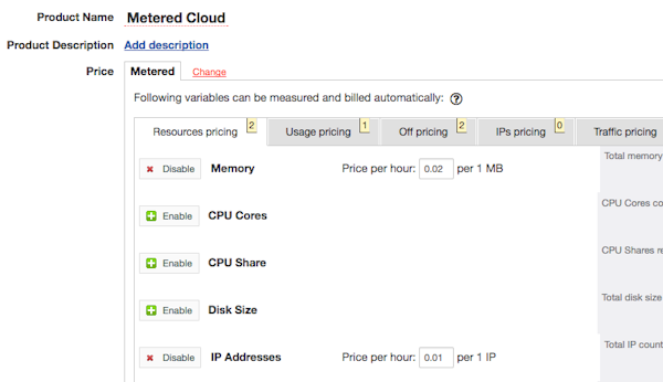 Metered billing