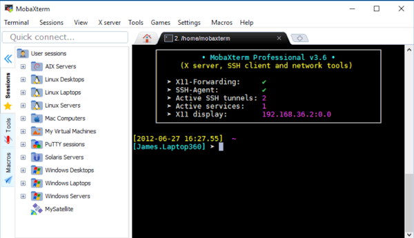 MobaXterm tabbed terminal