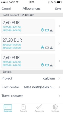 MobileXpense allowances dashboard screenshot