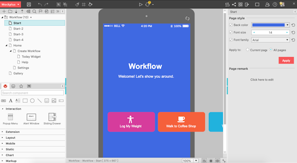 Mockplus page styles screenshot