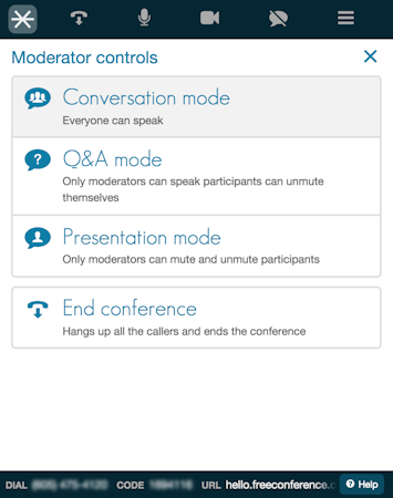 FreeConference moderator controls