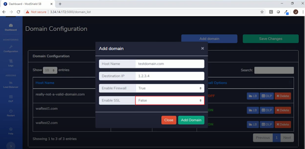 Modshield SB adding domain