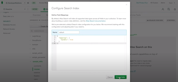 MongoDB search index configuration