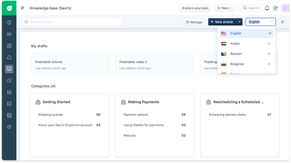 Freshdesk multilingual knowledge base
