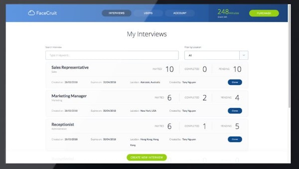 FaceCruit my interviews