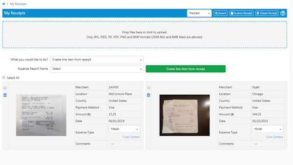 SutiExpense receipts screenshot