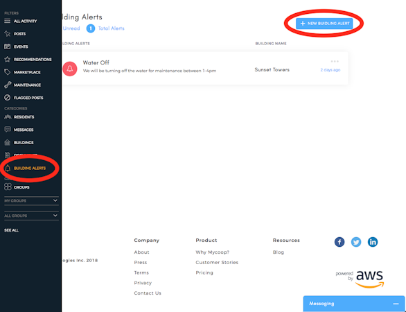 mycoop building alerts