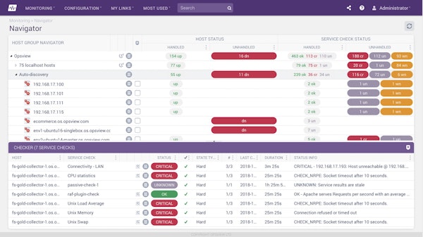 Opsview Enterprise navigator