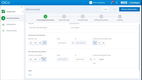 NICE InContact CXone forecasting