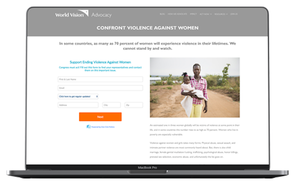 One Click Advocacy campaigns for non-profits screenshot