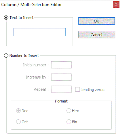 Notepad++ multi-selection editor