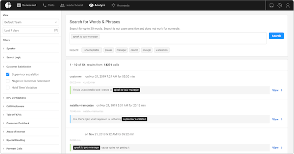 Observe.AI searching interactions