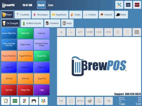 BrewPOS open order screen