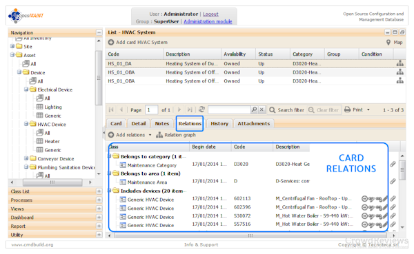 openMaint HVAC lists