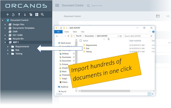 Orcanos import screenshot
