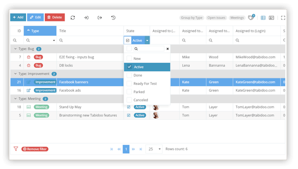 Bug list