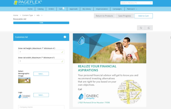 Pageflex resizable advertisement