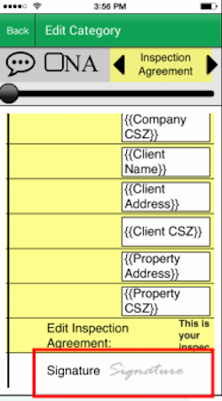 Palm-Tech home inspection signature capture screenshot