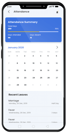 Edisapp School ERP attendance summary