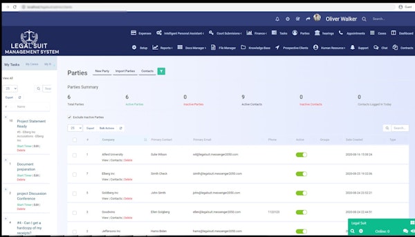Legal Suit Management System parties