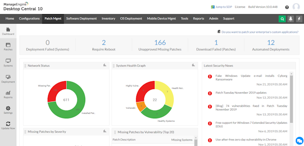 ManageEngine Desktop Central patch management