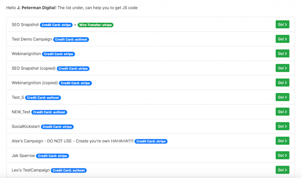 PayKickstart API list