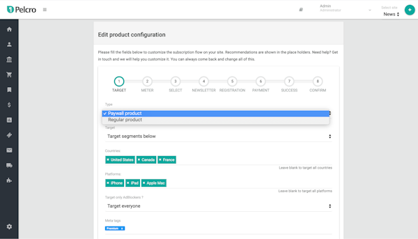 Pelcro edit product configuration