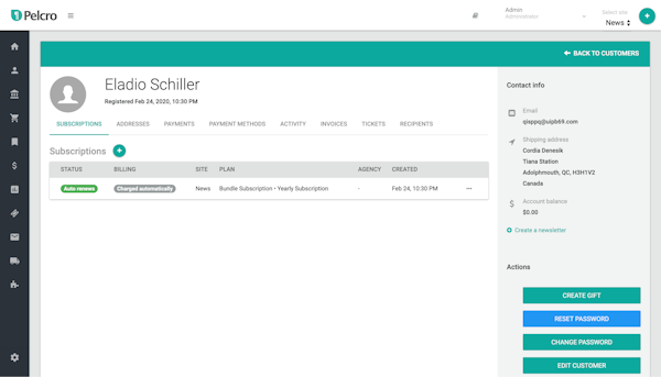 Pelcro subscription management