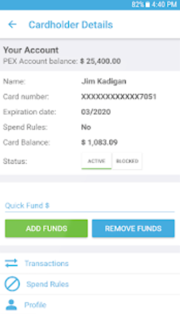 PEX cardholder details