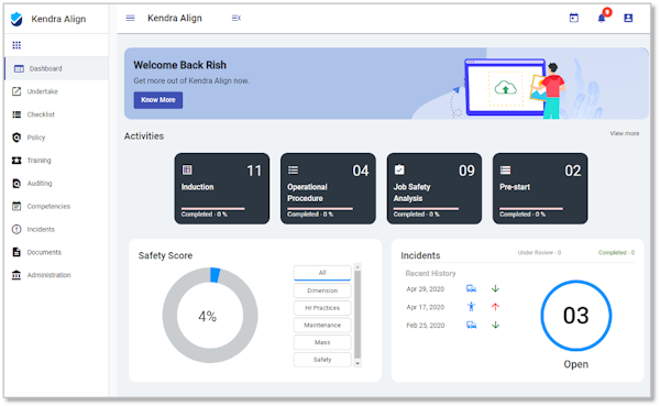 Kendra Align dashboard