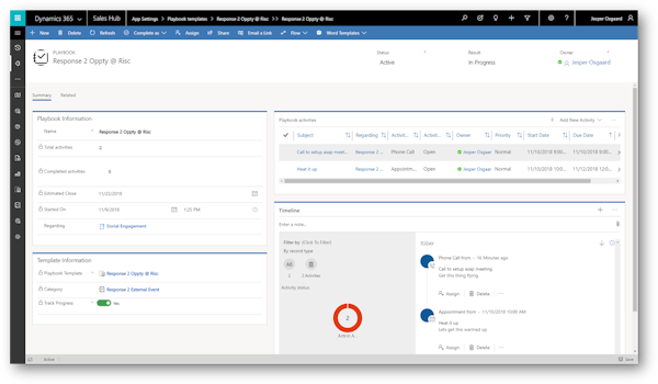 Playbook dashboard screenshot