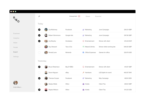 Pleo data export