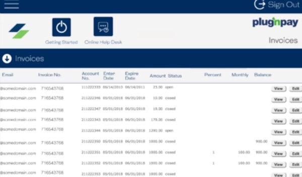 Plug'n Pay invoices
