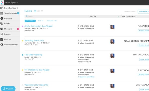 PopBookings event dashboard