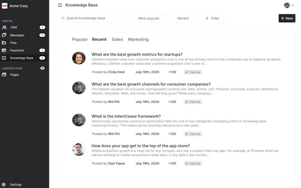 Portal knowledge base
