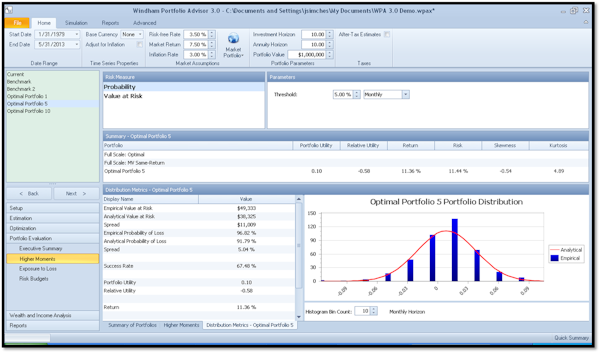 Windham Portfolio Advisor portfolio distribution screenshot