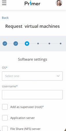 PrimeR request virtual machines