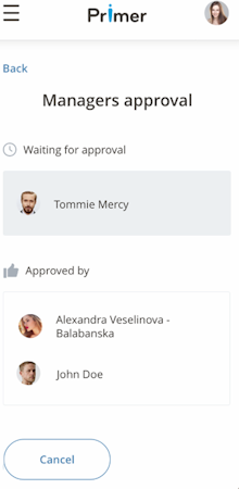 PrimeR manager's approval